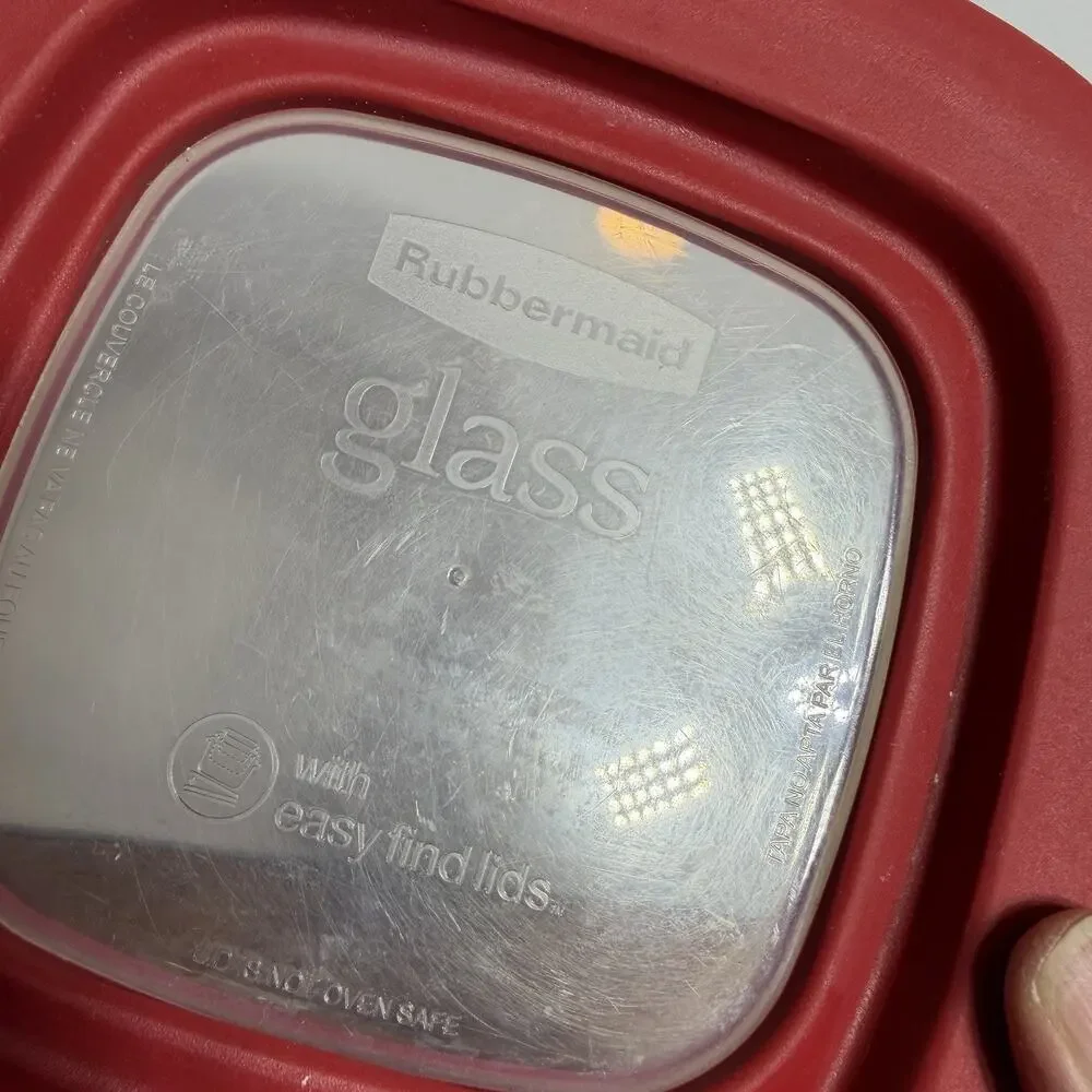 Rubbermaid Glass Food Storage 2.5 Cup Container Red Easy Find Lid 7N62 USA